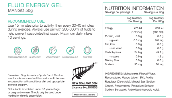 Pure Fluid Energy Gels (7 Flavours) | Pure_NIP_FluidGel_50gMango_1024x1024