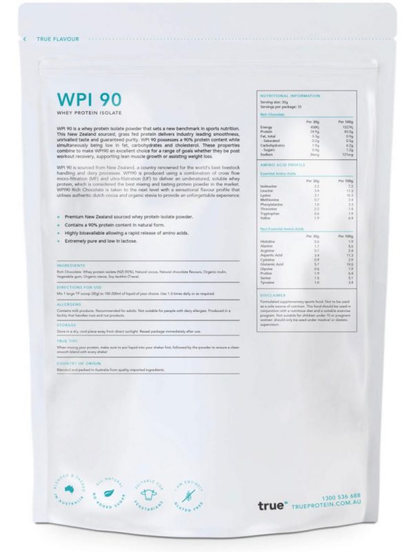 True Protein Whey Protein Isolate WPI 90 1kg (3 Flavours) | True_Protein_Choc_nutr