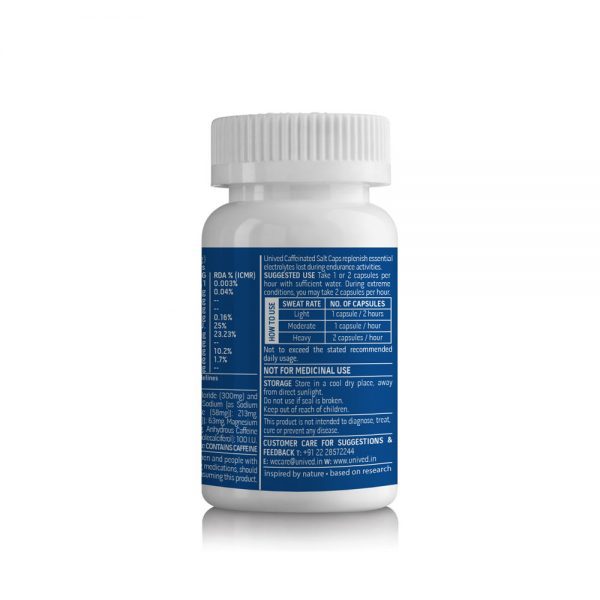 Unived Vegan Caffeinated Electrolyte Salt Capsules - 30 Servings  (11/21 Expiry) | Unived-Caffeinated-Salt-Caps-Electrolyte-Replacement-30-Vegan-Capsules-How-to-Use