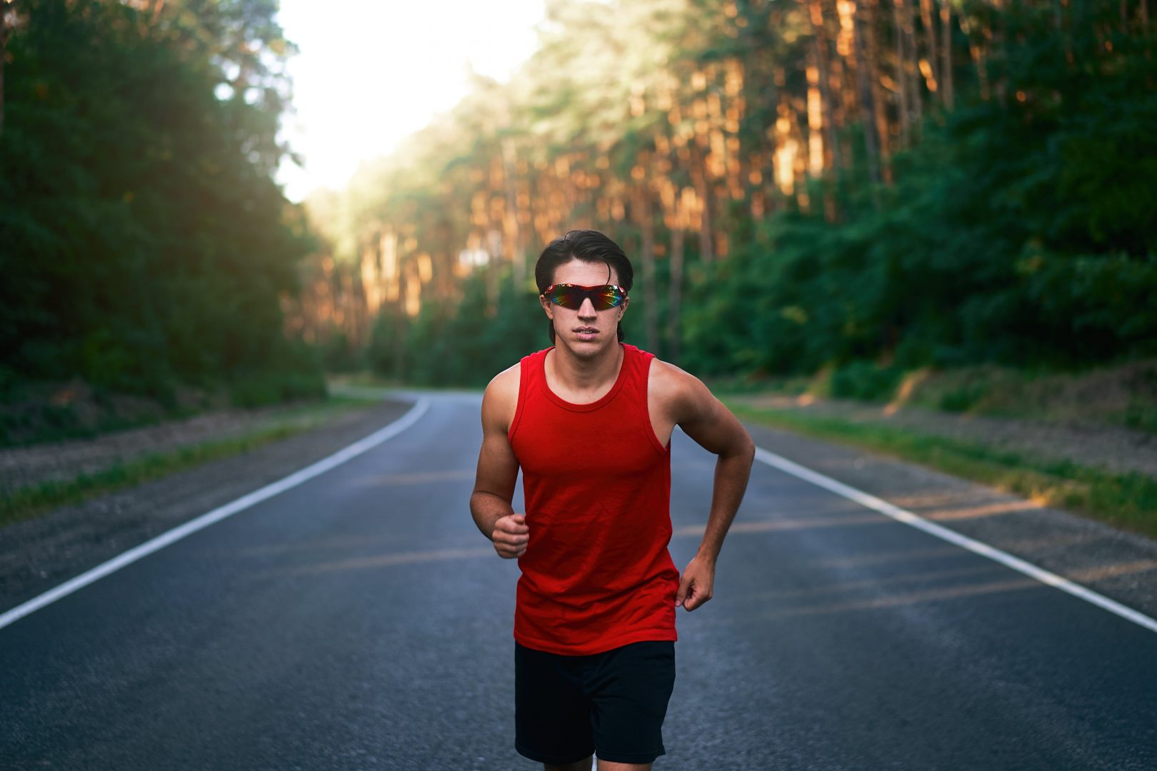 running with sunglasses