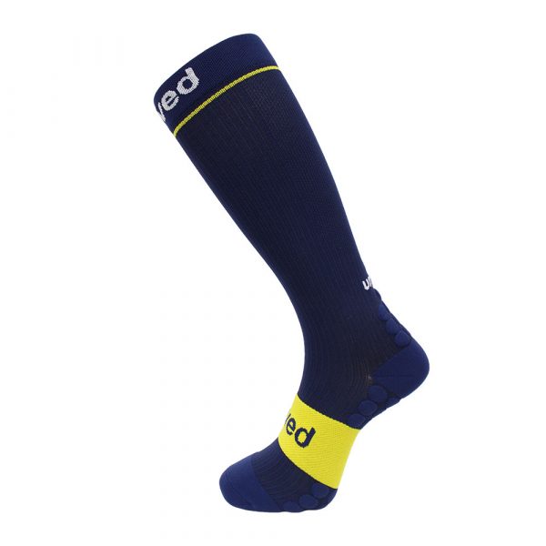 Unived Full Length Race and Recovery Compression Socks | UNIVED-RECOVERY-SOCKS-VEGAN-BLUE-SIDE4
