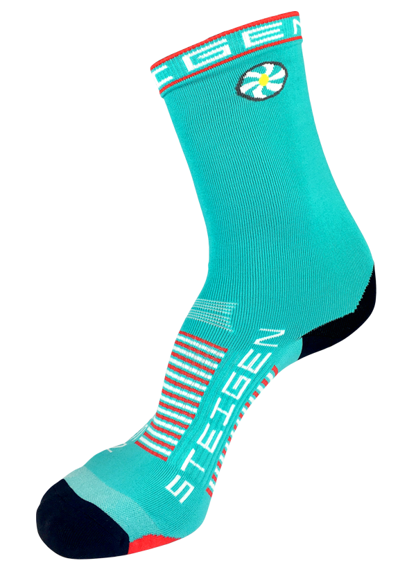 Steigen Three Quarter Length Running Socks (13 Colours) | aqua-3quart2-REV-2