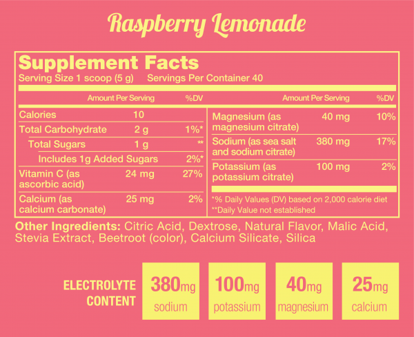 Hüma Natural Electrolyte Hydration Drink Mix (Raspberry Lemonade) | HHRLNF_Electrolytes_2706fcbf-6493-4281-ab81-6194626a380b