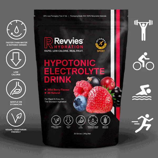Revvies Hypotonic Electrolyte Drink Mix (30 Serves) | Berry-Hydration-Image