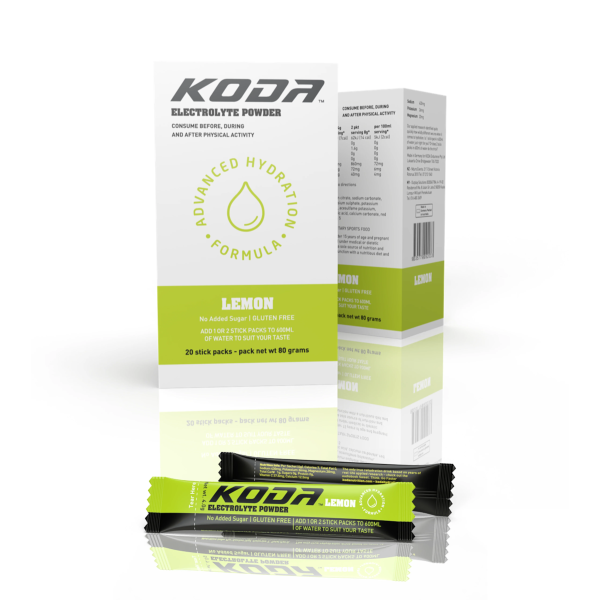 Koda Nutrition Electrolyte Powder - 20 Stick Pack - 5 Flavours | LemonElectrolytePowderSingle_5000x