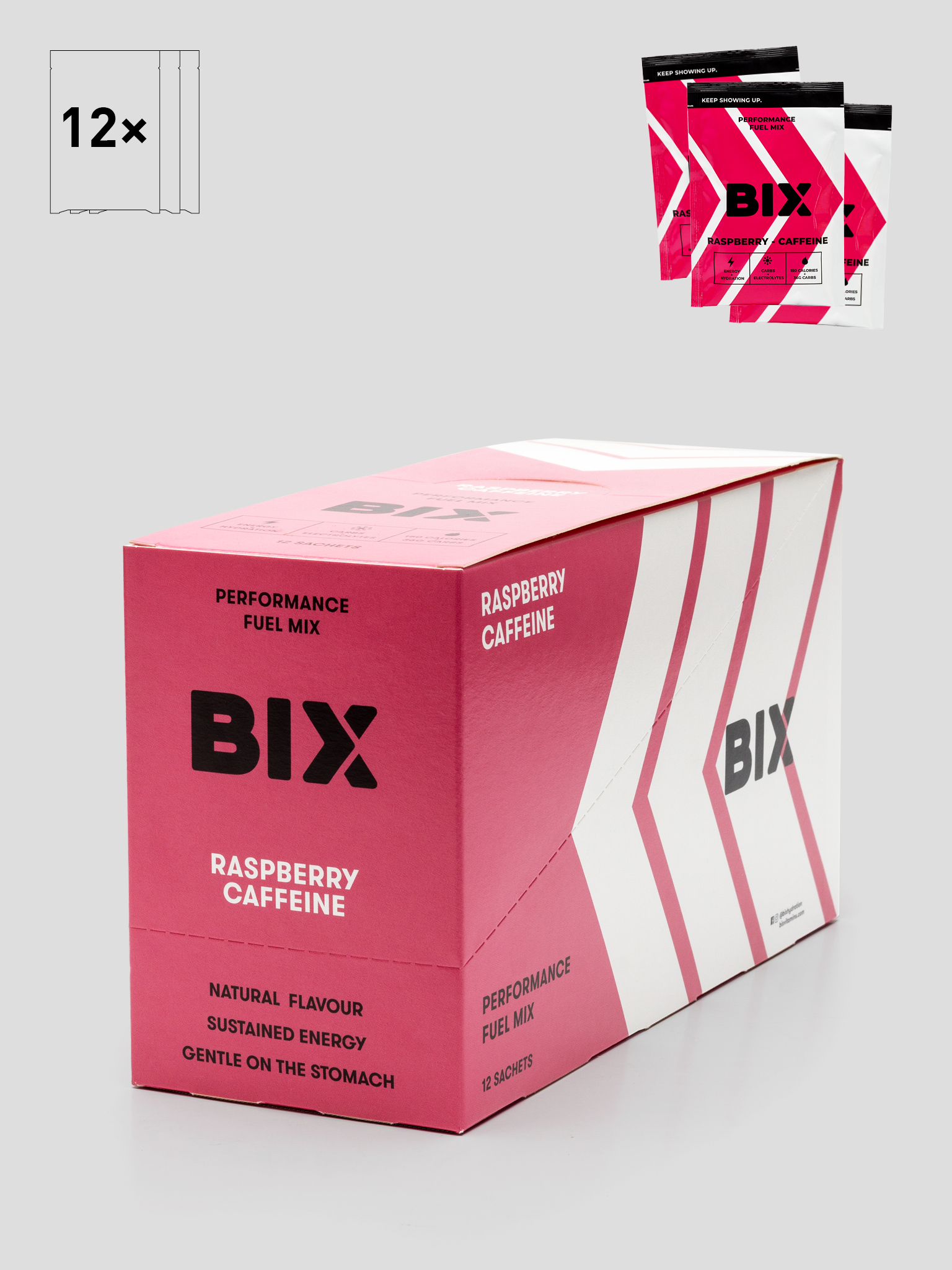 BIX Performance Fuel - High Carb Drink Mix, Raspberry Caffeine BIX Performance Fuel - High Carb Drink Mix, Raspberry Caffeine | BIX_Performance-Fuel-Mix_13_Raspberry_Box-of-12